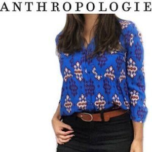 Anthropologie Maeve Woodland Walk Button Down Top